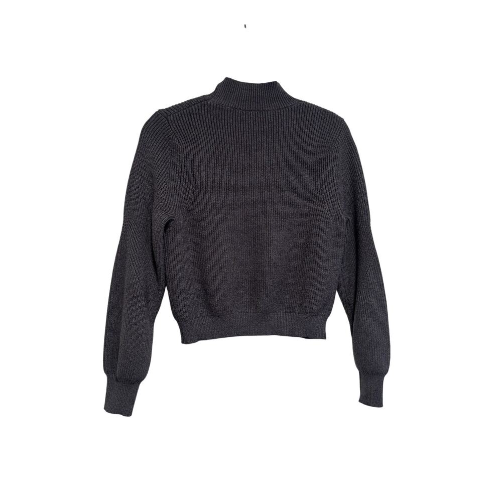 Zara Gray Ribbed Knit Mock Neck Sweater L - Picture 9 of 10
